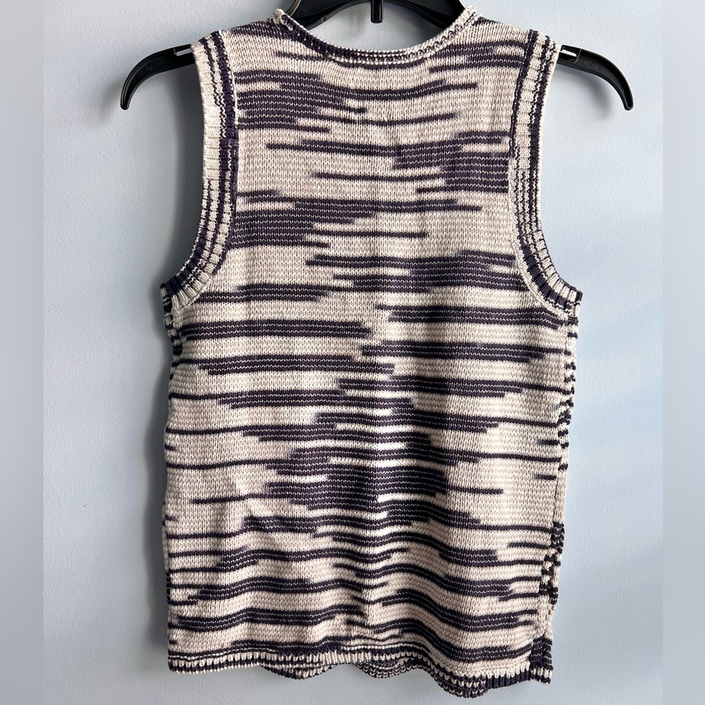 NIC+ZOE Women’s Wave Mix Knit Tank Sweater Blue & Cream, Size L, NWT - Picture 4 of 7